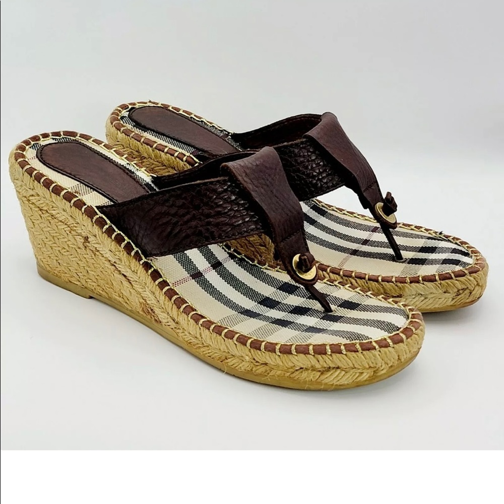 Burberry Espadrille Nova Wedges Sandals 39